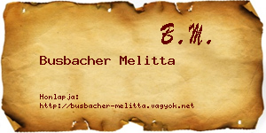 Busbacher Melitta névjegykártya